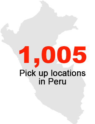 1,005 Pickup Locations in Peru